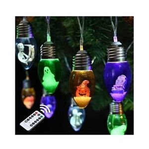 2 Pack 16.4FT Halloween Bulb Globe String Lights  24 Spooky Charms Remote Timer